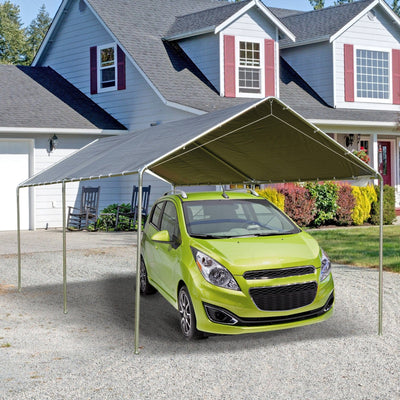 Outsunny 3 x 6m Heavy Duty Carport Garage Car Shelter Galvanized Steel Outdoor Open Canopy Tent Water UV Resistant Waterproof, Grey Outsunny