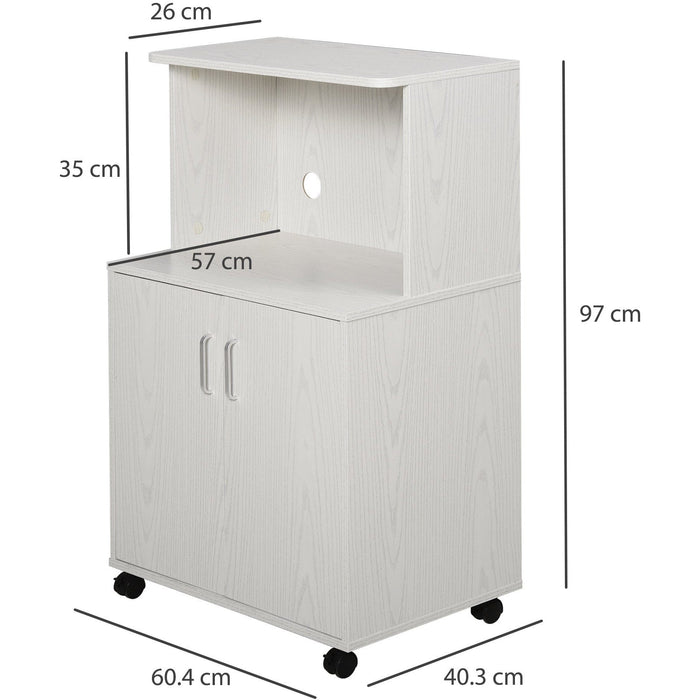 Microwave Cabinet on Wheels, Bookcase, L97H x 60.4W x 40Dcm