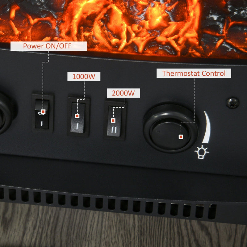 1800W Portable Fireplace Heater, Black