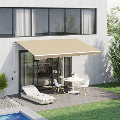 Manual Retractable Awning, 2.5x2 m, White Frame Outsunny