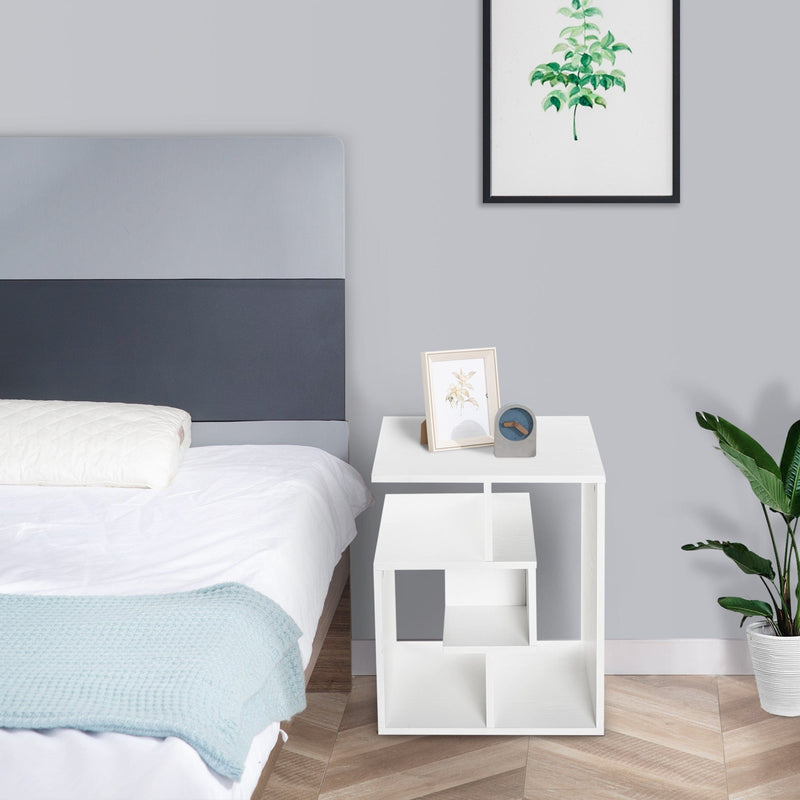 Geometric Side Table with Open Shelves, Living Room