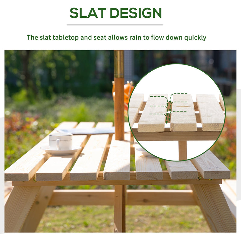 4 Seater Picnic Table with Umbrella Hole