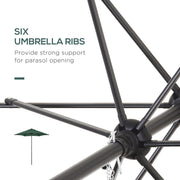 2m Outdoor Patio Parasol - Sun Shade, 6 Ribs Outsunny