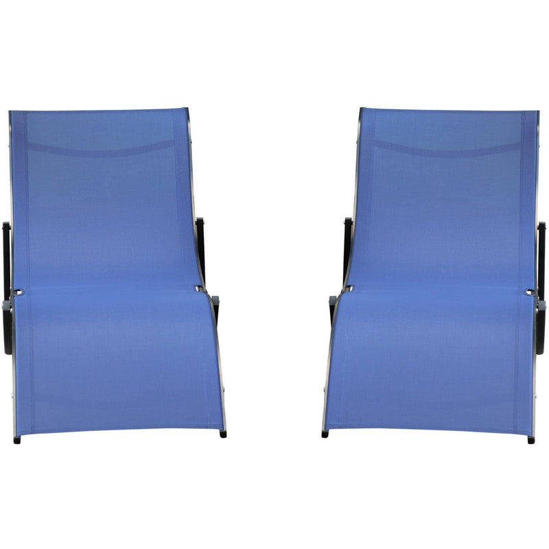S Shaped Sun Lounger Set, Foldable, Set of 2