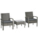 3 Piece Patio Bistro Set, Mixed Grey 