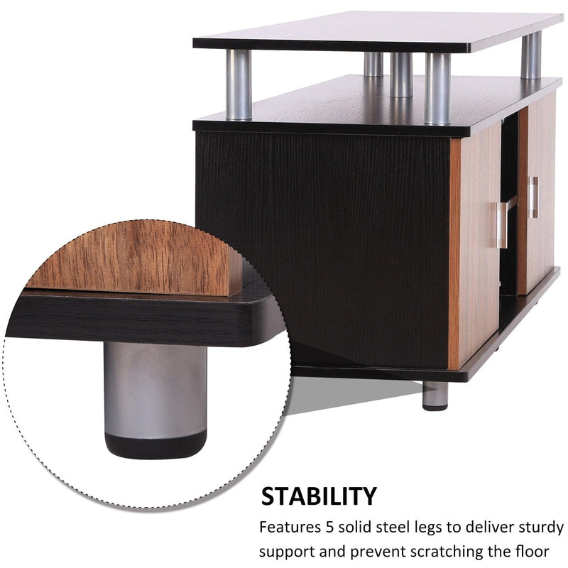 Modern Black TV Cabinet, Doors (Fits up to 50" TVs)