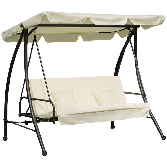 3 Seater Swinging Chair, 2-in-1 Hammock Bed with Canopy