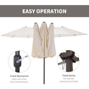 4.6m Double Sided Parasol, No Base, Beige Outsunny