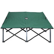 Outsunny Double Camping Cot Foldable Sunbed Outdoor Patio Sleeping Bed Super Light w/ Carr Bag (Green) Outsunny