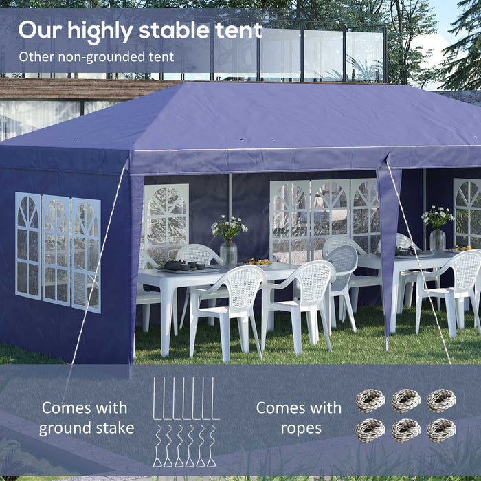 6x3 Pop Up Gazebo With Sides, Water & UV-Resistant, Blue