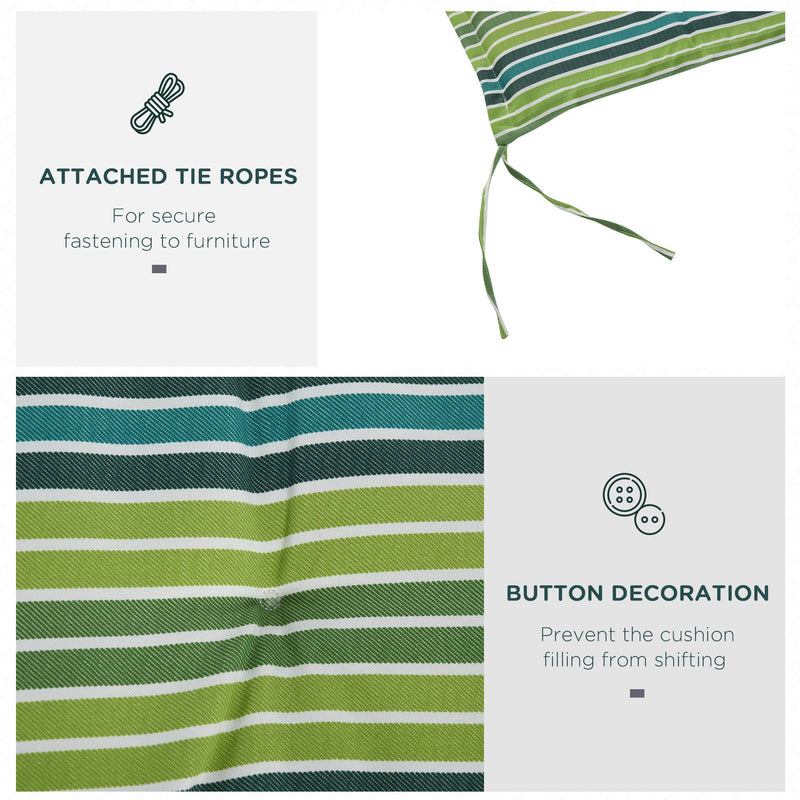 2pc Green Striped Chair Cushion Set Outsunny