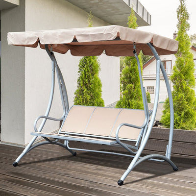 Deluxe 3 Seater Garden Swing Chair with Adjustable Canopy Outsunny