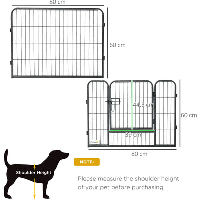 Heavy Duty Pet Play Pen with 2 Doors, 80x60cm Pawhut