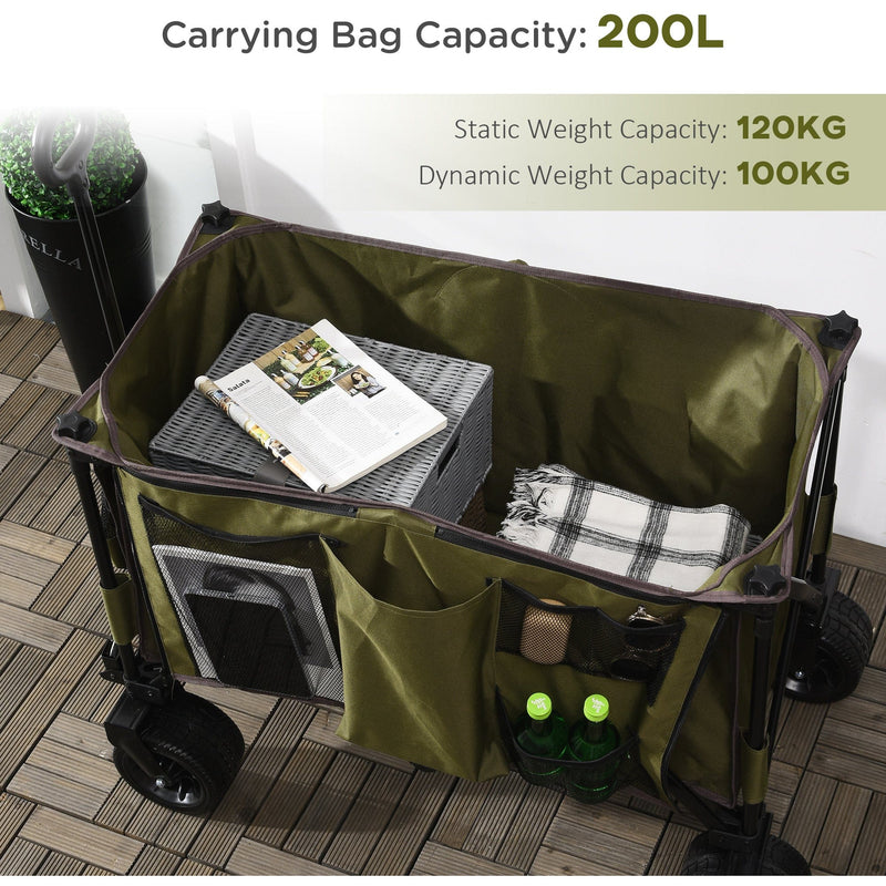 Green Folding Garden Garden Trolley on Wheels