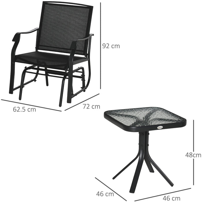 Glider Chair and Table Set, 2 Seater