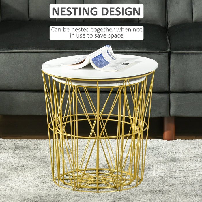 2pc Nesting Tables with Removable Tops, White