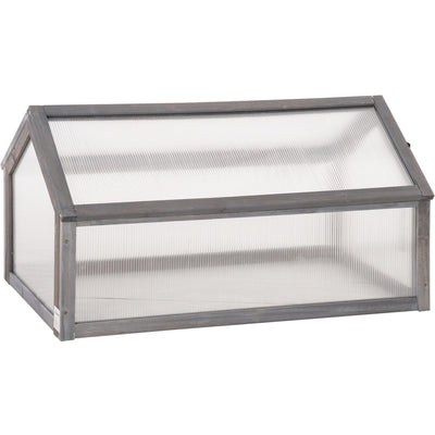 Small Wooden Cold Frame Greenhouse, Polycarbonate Panels Outsunny