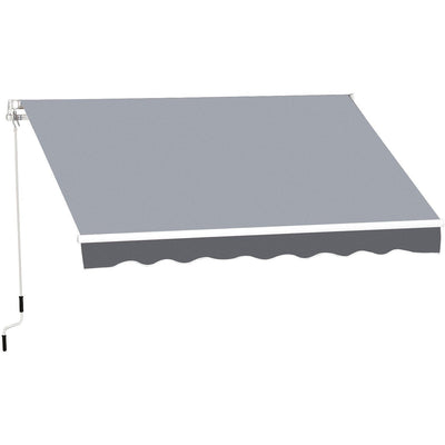 Manual Awning For Patio, 2.5m x 2m, Retractable, Grey Outsunny