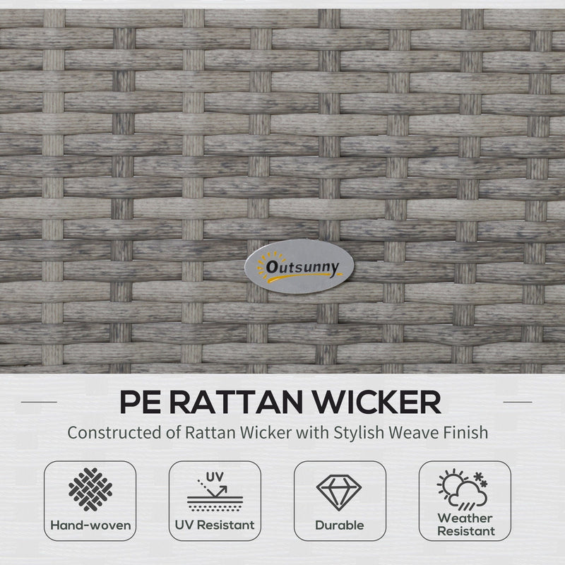 Outsunny Rattan Sofa Set with Storage, Glass Table, Grey