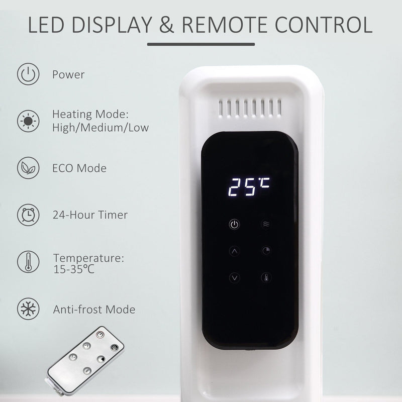 Oil Filled Radiator, LED Display, Timer, Thermostat, 2180W