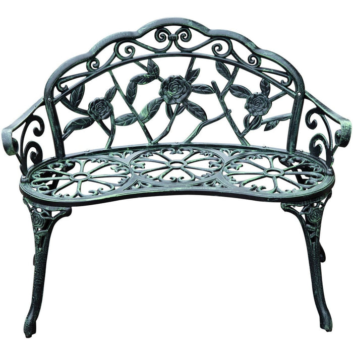 Cast Aluminium Garden Bench, Antique Rose-Style