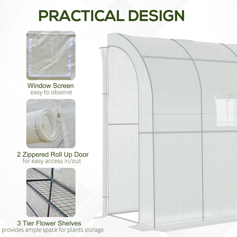 Plastic Lean To Greenhouse - 200x100x215 cm