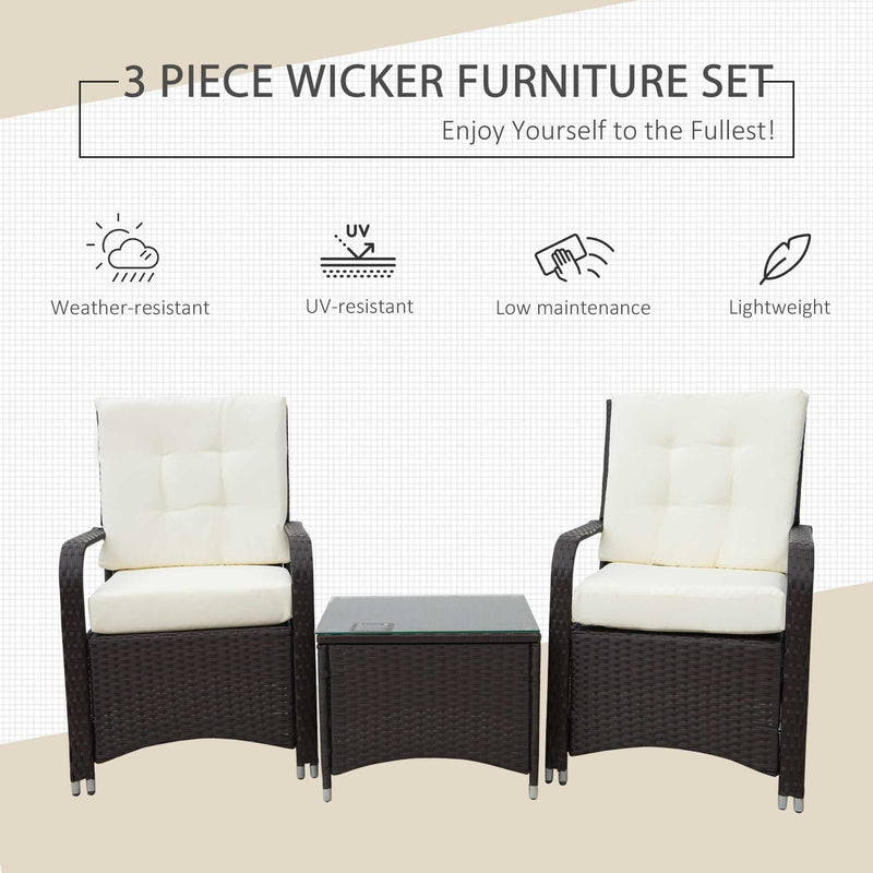 2 Seater Rattan Bistro Set with Cover