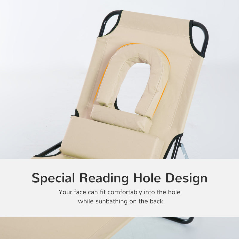 Folding Sun Lounger With Face Hole Outsunny