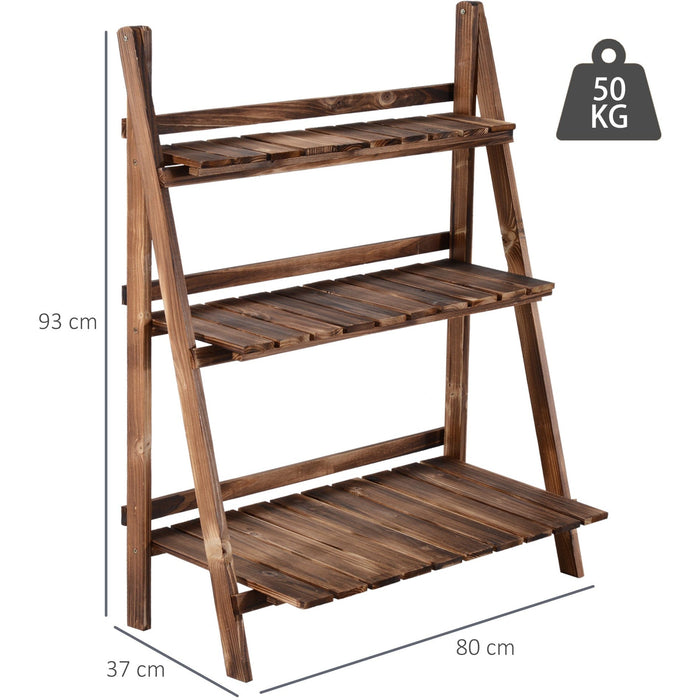 3 Tier Folding Wooden Garden Planter Display Stand