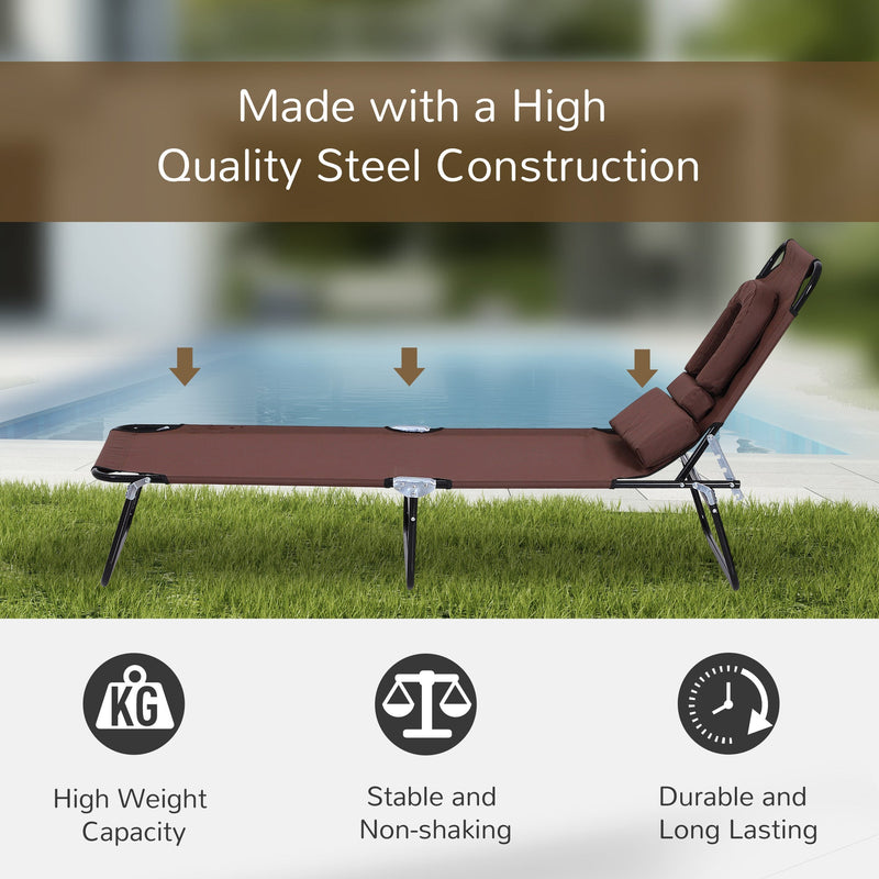 Folding Sun Lounger With Face Hole Outsunny