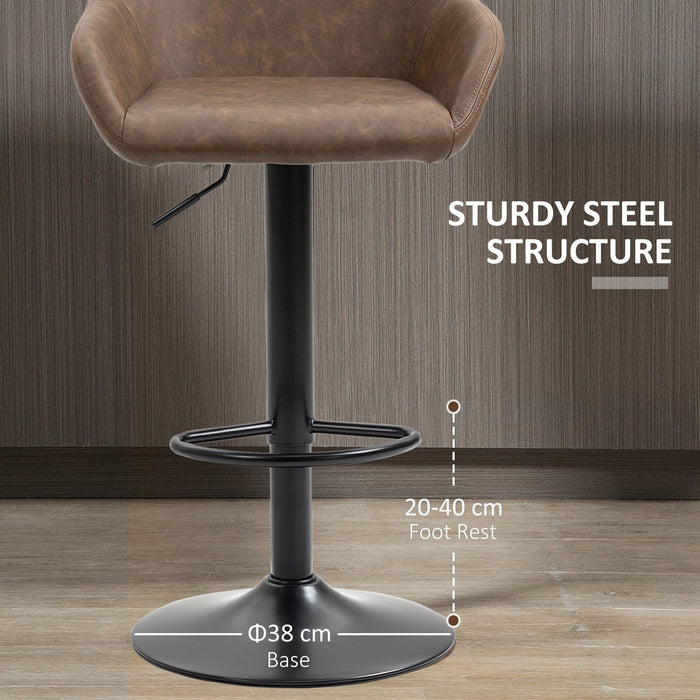 Swivel Barstools Set of 2, PU Leather, Steel Base