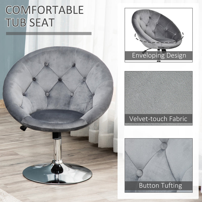 Modern Velvet Swivel Tub Chair