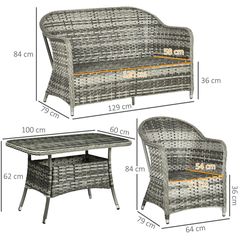 4 Piece PE Wicker Garden Furniture Set