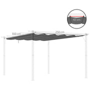 Outsunny Retractable Pergola Shade Cover, Replacement Canopy for 4 x 3 (m) Pergola, Retractable Roof, Dark Grey Outsunny