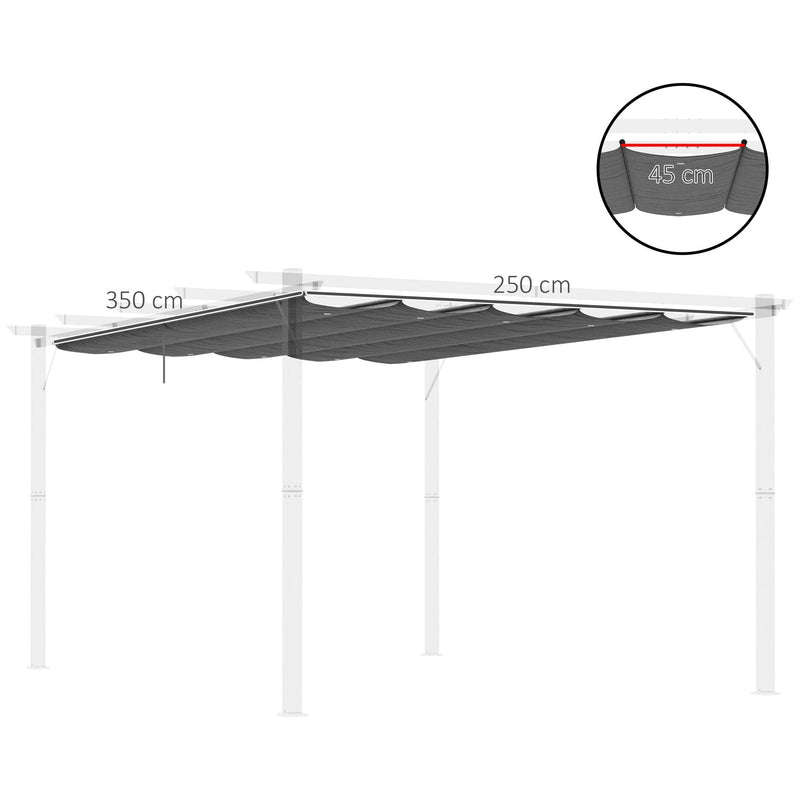 Outsunny Retractable Pergola Shade Cover, Replacement Canopy for 4 x 3 (m) Pergola, Retractable Roof, Dark Grey Outsunny