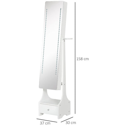 Freestanding Jewellery Cabinet With Lights, White Homcom