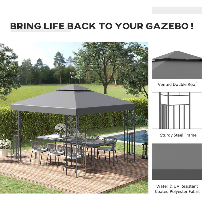 Steel Framed Gazebo with Vented Roof, 3x3m