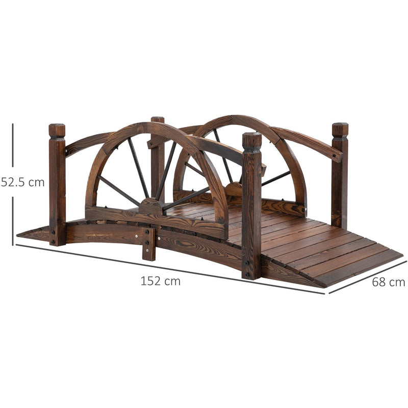 Wooden Garden Bridge, Decorative, Outdoor Lawn Pond Walkway Outsunny