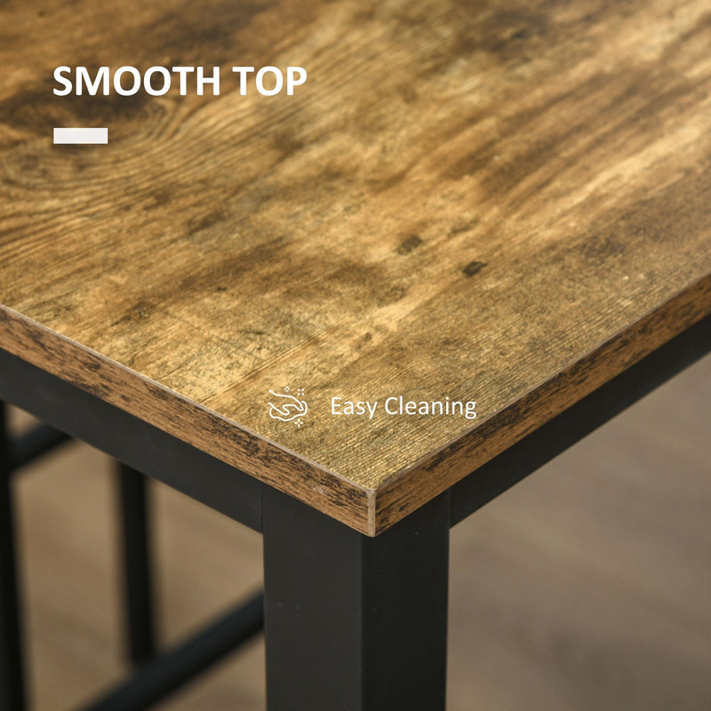 Industrial Kitchen Table and Stools, Rustic Brown