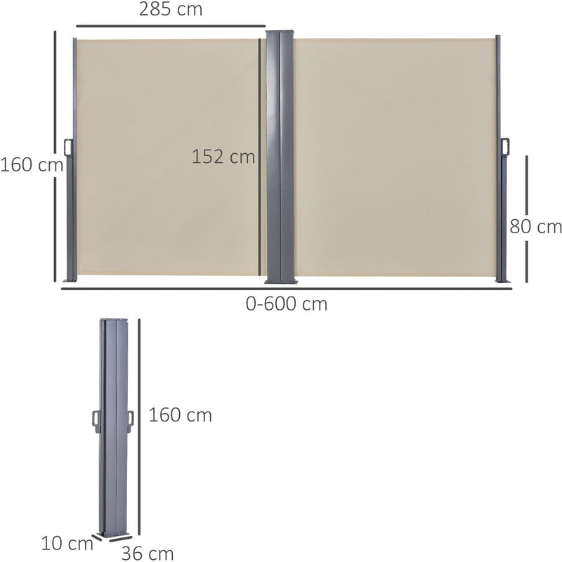 Double Pull Out Side Awning, 6 x 1.6m