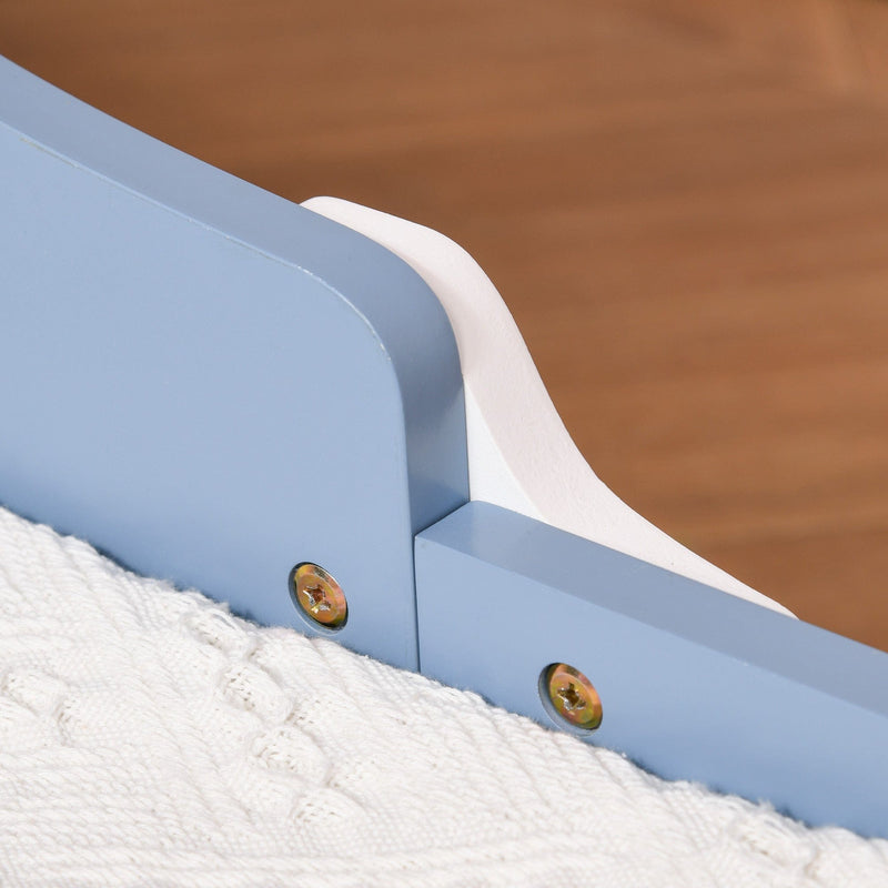 Kids Wooden Bed, Guardrails, Stars, 143x74x59cm, Blue