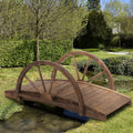 Wooden Garden Bridge, Arc Footbridge, Half Wheeled Railings Outsunny