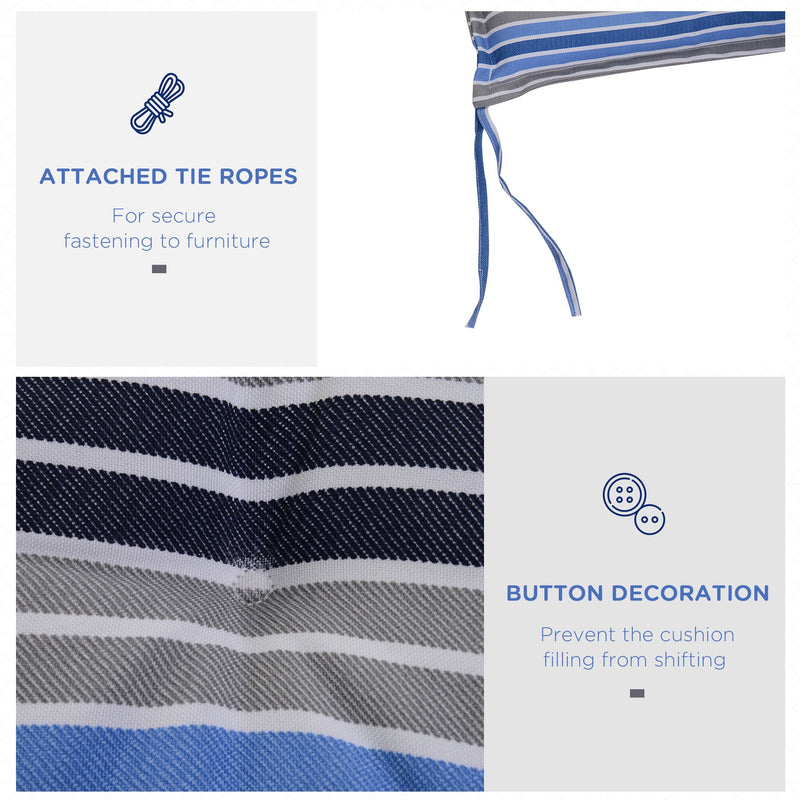 2pc Blue Striped Bench Swing Cushion Set, 120x50cm