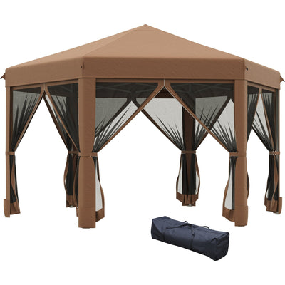 Hexagonal Pop Up Gazebo With Sides, Travel Case, 3.2m Outsunny