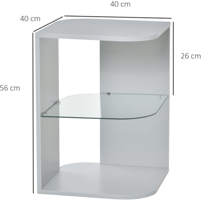 Modern Bedside Table With Glass Shelf