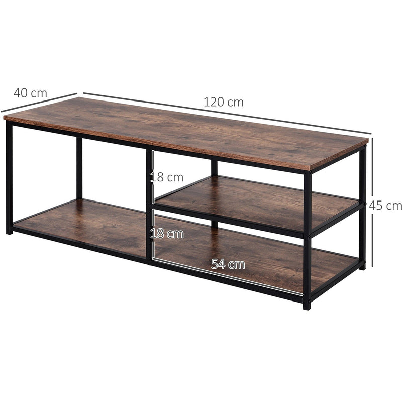 Industrial TV Stand with 2 Shelves, Metal Frame