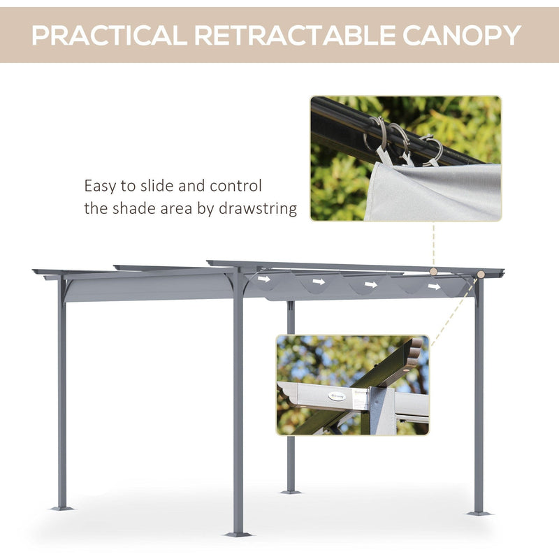 3.5x3.5m Metal Garden Pergola With Retractable Roof