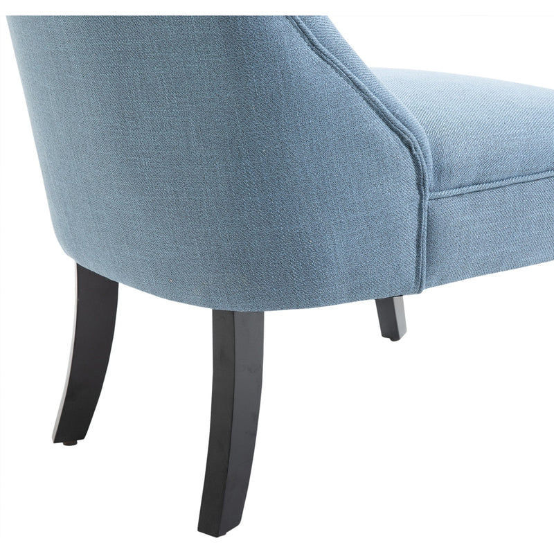 Blue Fabric Accent Chair with Solid Wooden Legs