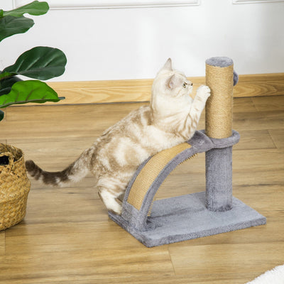 Cat Tree Tower, Jute Post, Massage Board, 34x24x43cm, Grey Pawhut
