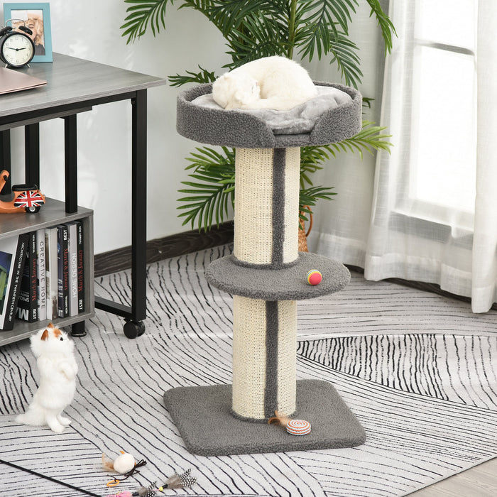 91cm Cat Tree, Sisal Post, Play Tower, Perch, Lamb Cashmere